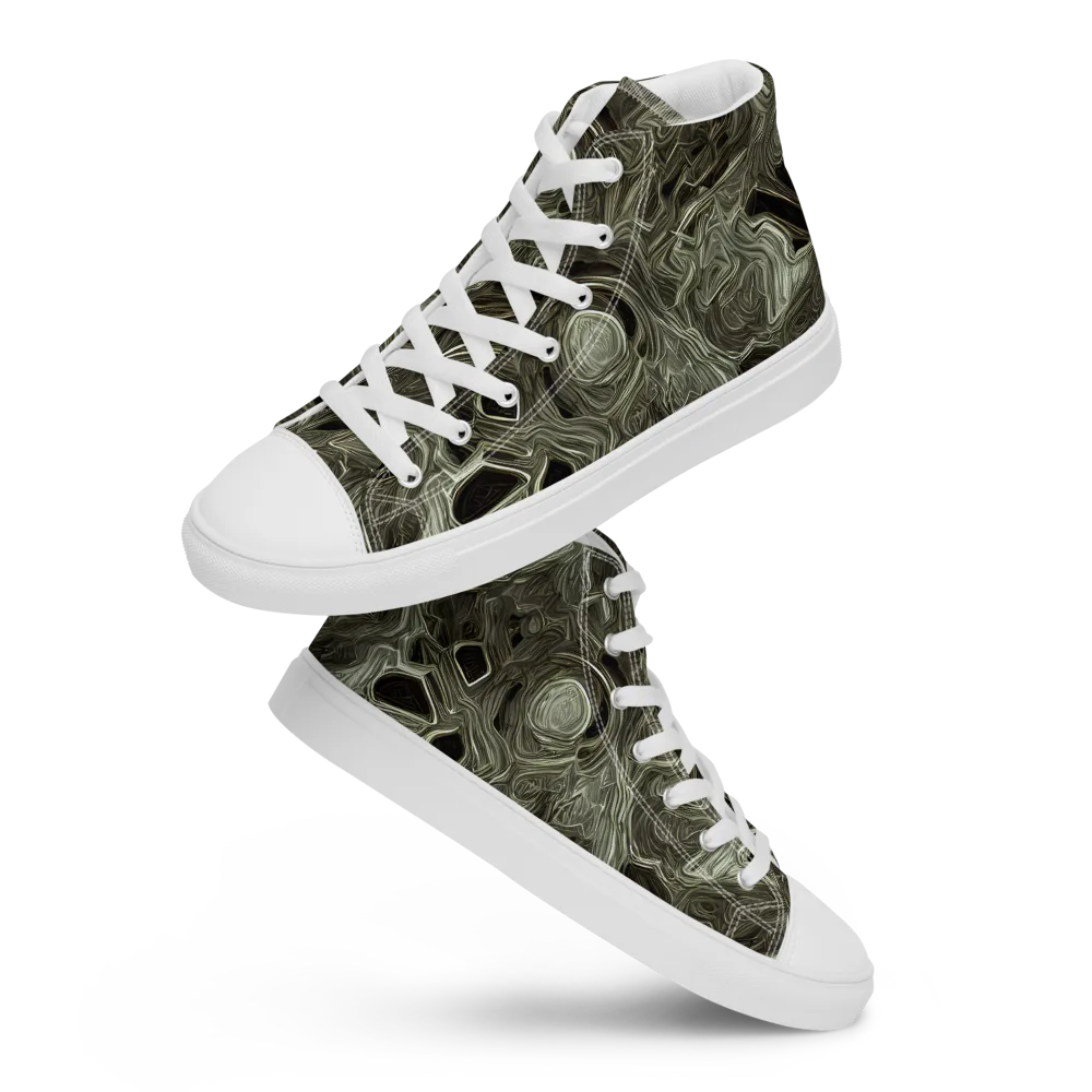 Olive Vortex on Women's High Top Canvas Shoes — Front