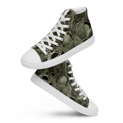 Olive Vortex on a Women's High Top Canvas Shoes