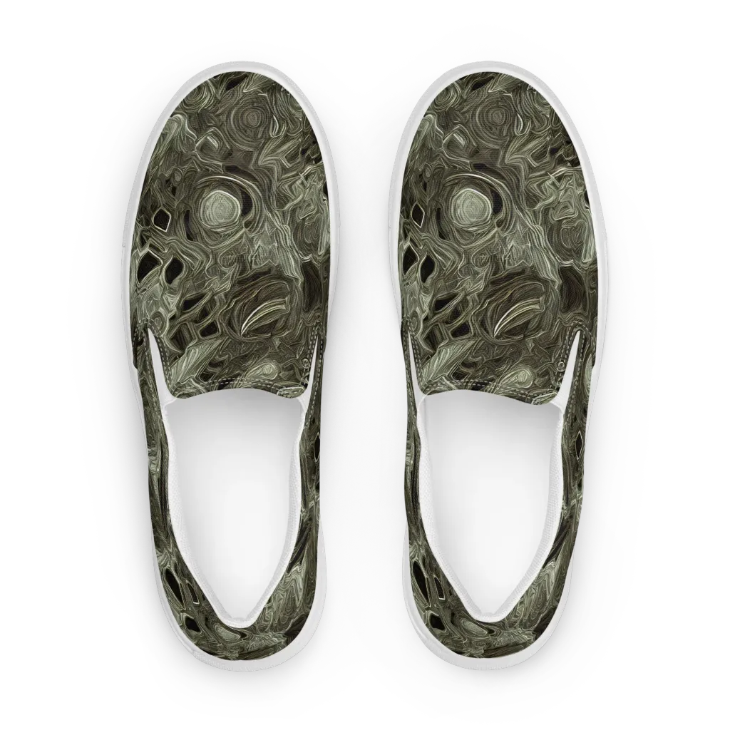 Olive Vortex on Men's Slip-On Canvas Shoes — Front