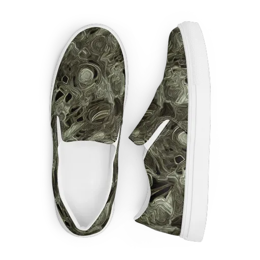 Olive Vortex on a Men's Slip-On Canvas Shoes