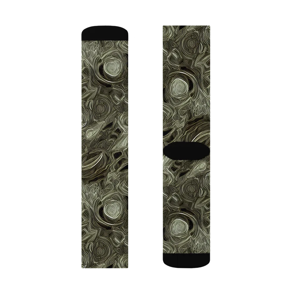 Olive Vortex on Socks — Left Sock