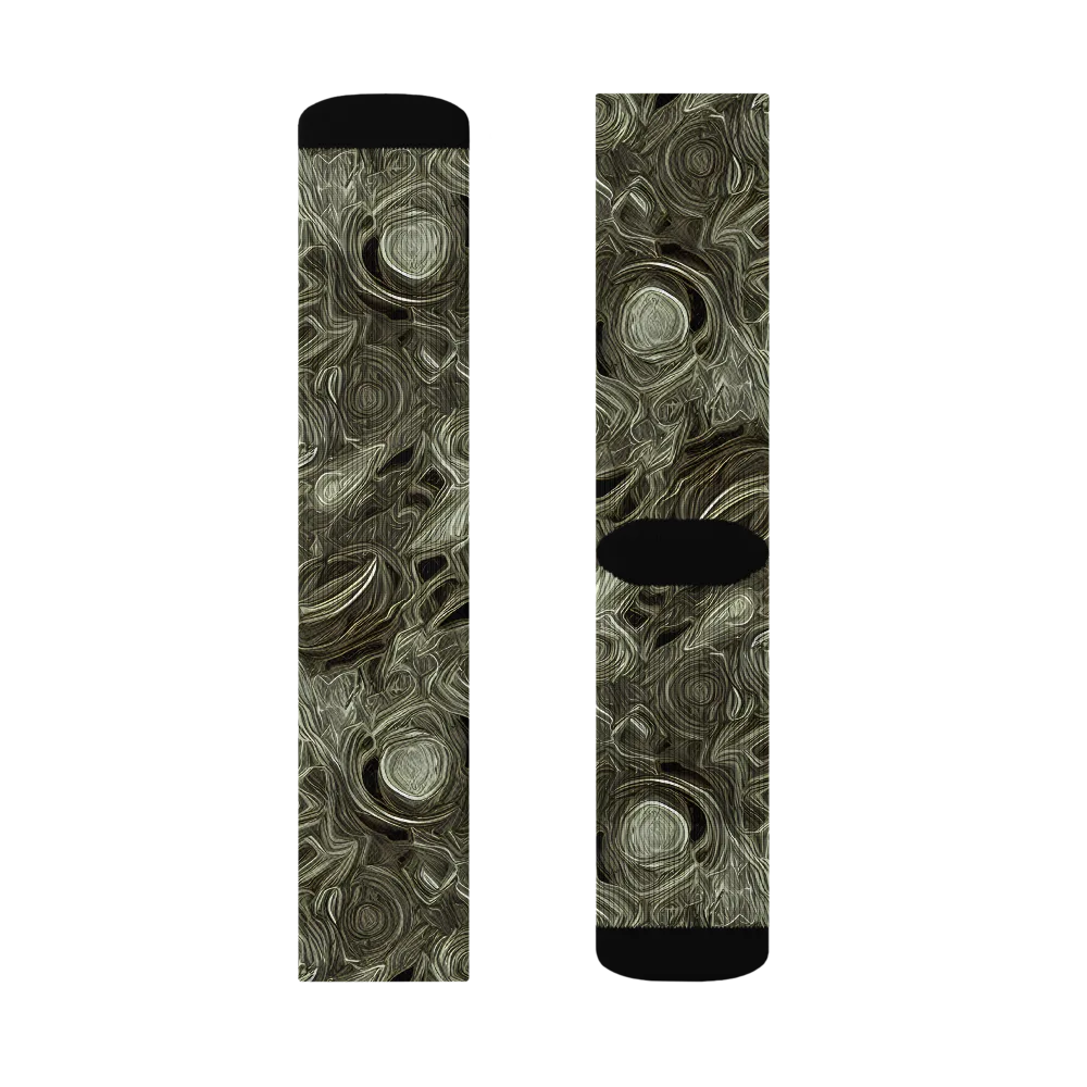Olive Vortex on Socks — Right Sock