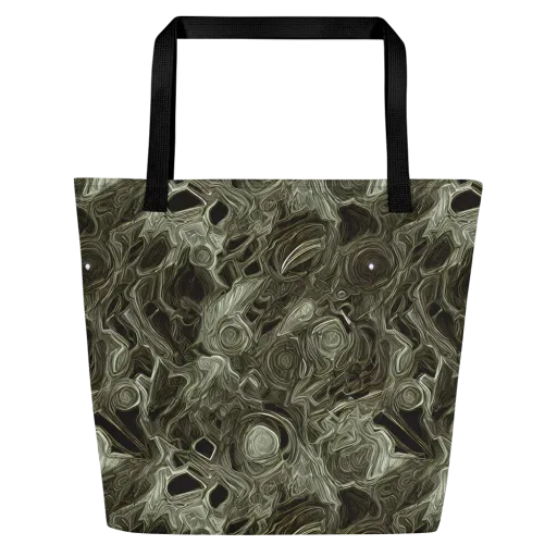 Olive Vortex on a Large Tote Bag W/ Pocket