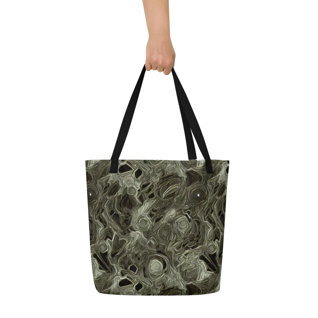 Olive Vortex on Large Tote Bag W/ Pocket — Front