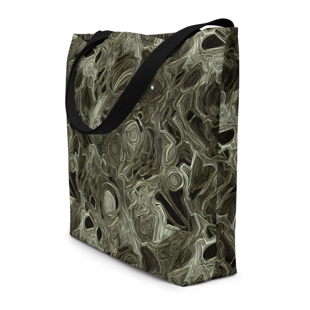 Olive Vortex on Large Tote Bag W/ Pocket — Front