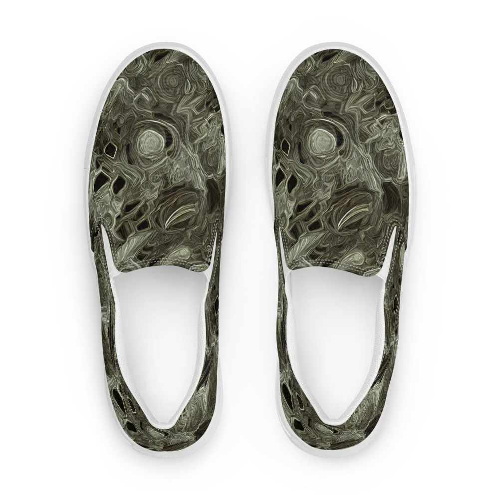 Olive Vortex on Women's Slip-On Canvas Shoes — Front