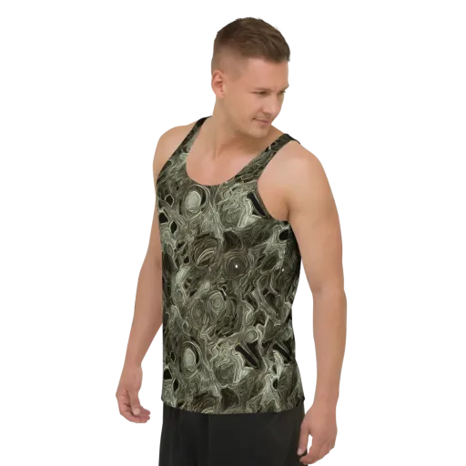 Olive Vortex on a Men's Tank Top