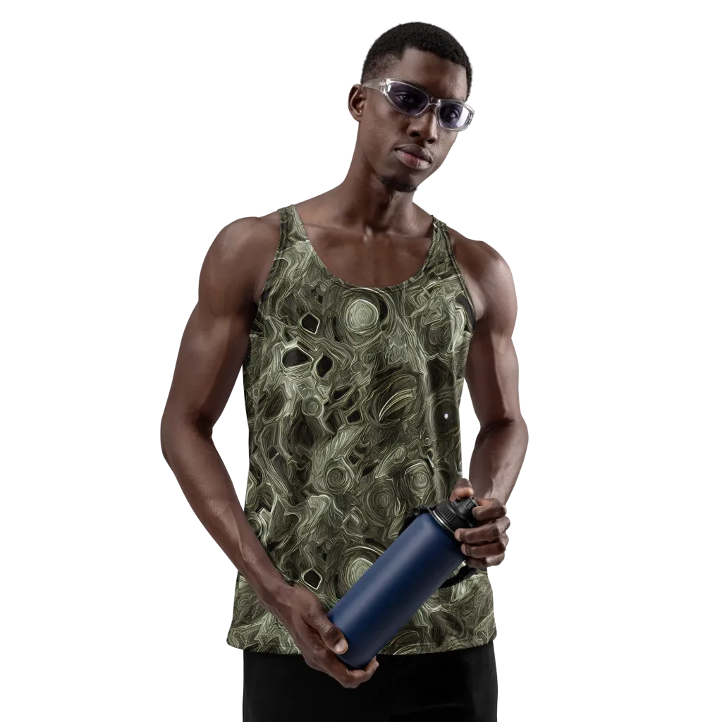 Olive Vortex on Men's Tank Top — Front