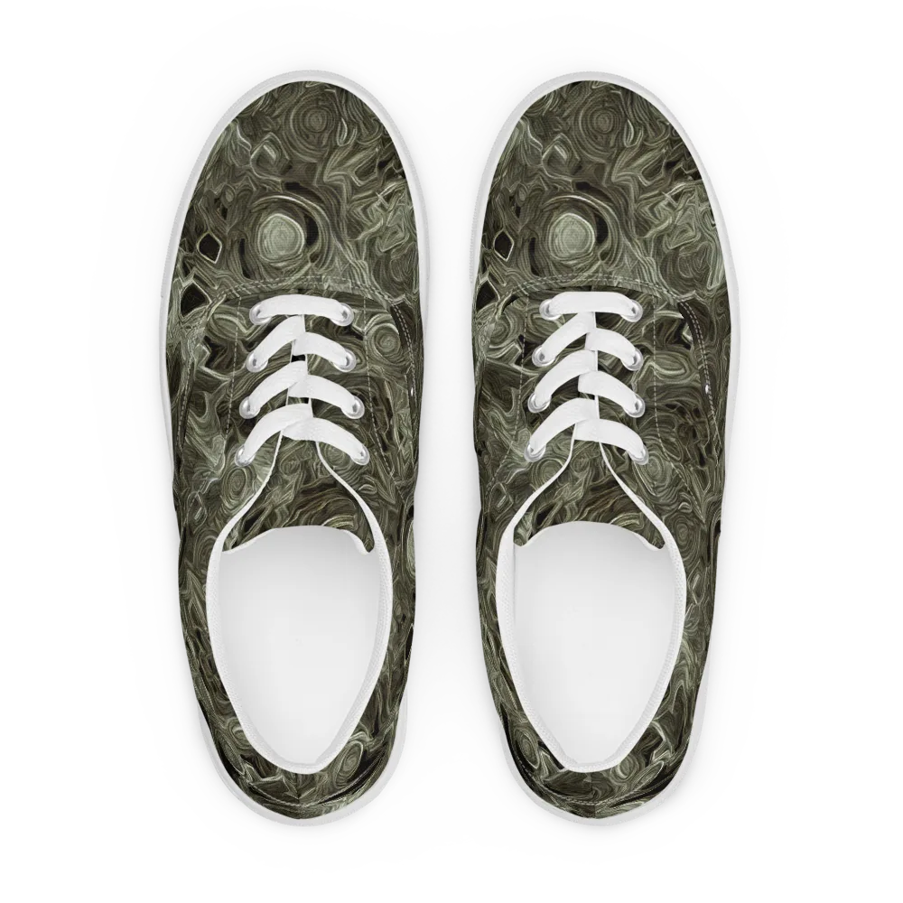 Olive Vortex on Men's Lace-Up Canvas Shoes — Front