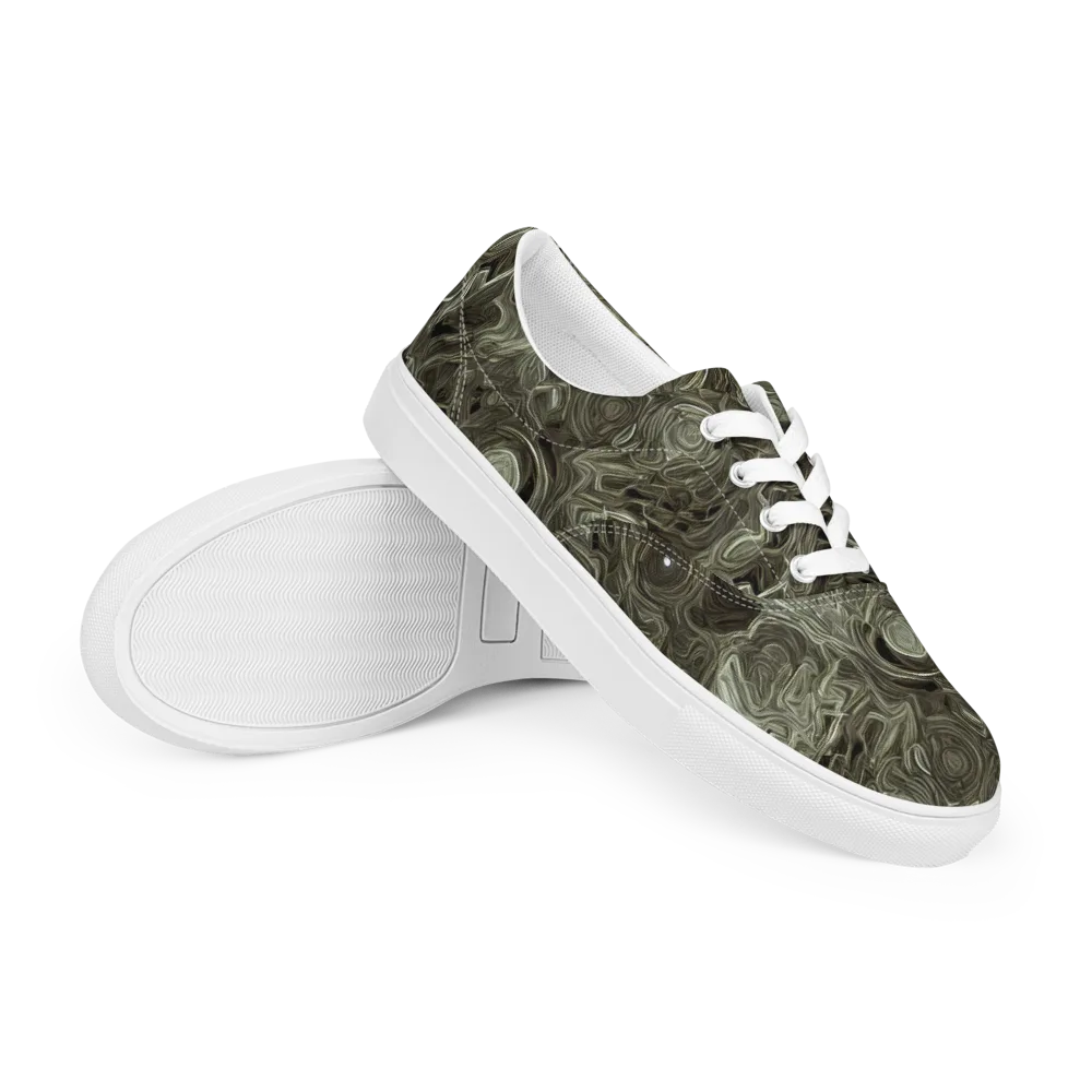 Olive Vortex on Men's Lace-Up Canvas Shoes — Right Front