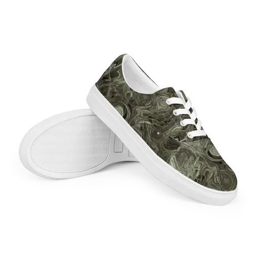 Olive Vortex on a Men's Lace-Up Canvas Shoes