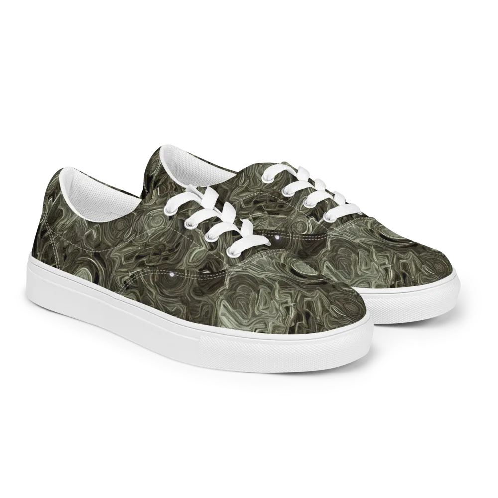 Olive Vortex on Men's Lace-Up Canvas Shoes — Right Front