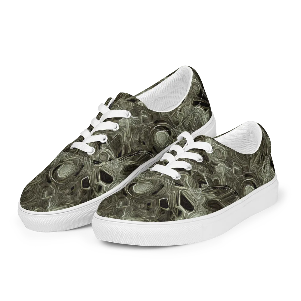 Olive Vortex on Men's Lace-Up Canvas Shoes — Left Front