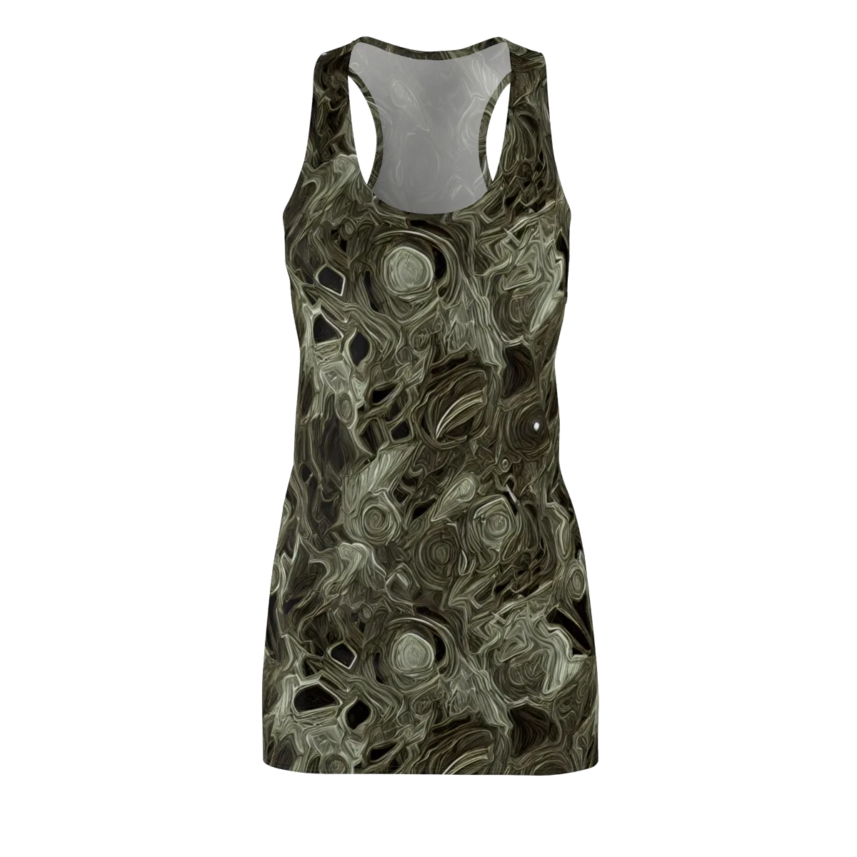 Olive Vortex on Racerback Dress — Front