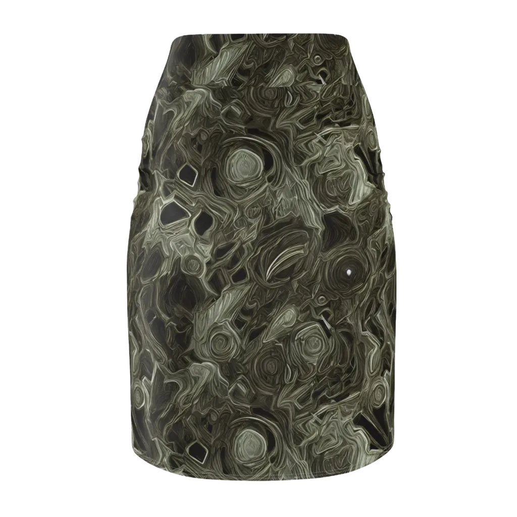 Olive Vortex on Pencil Skirt — Back