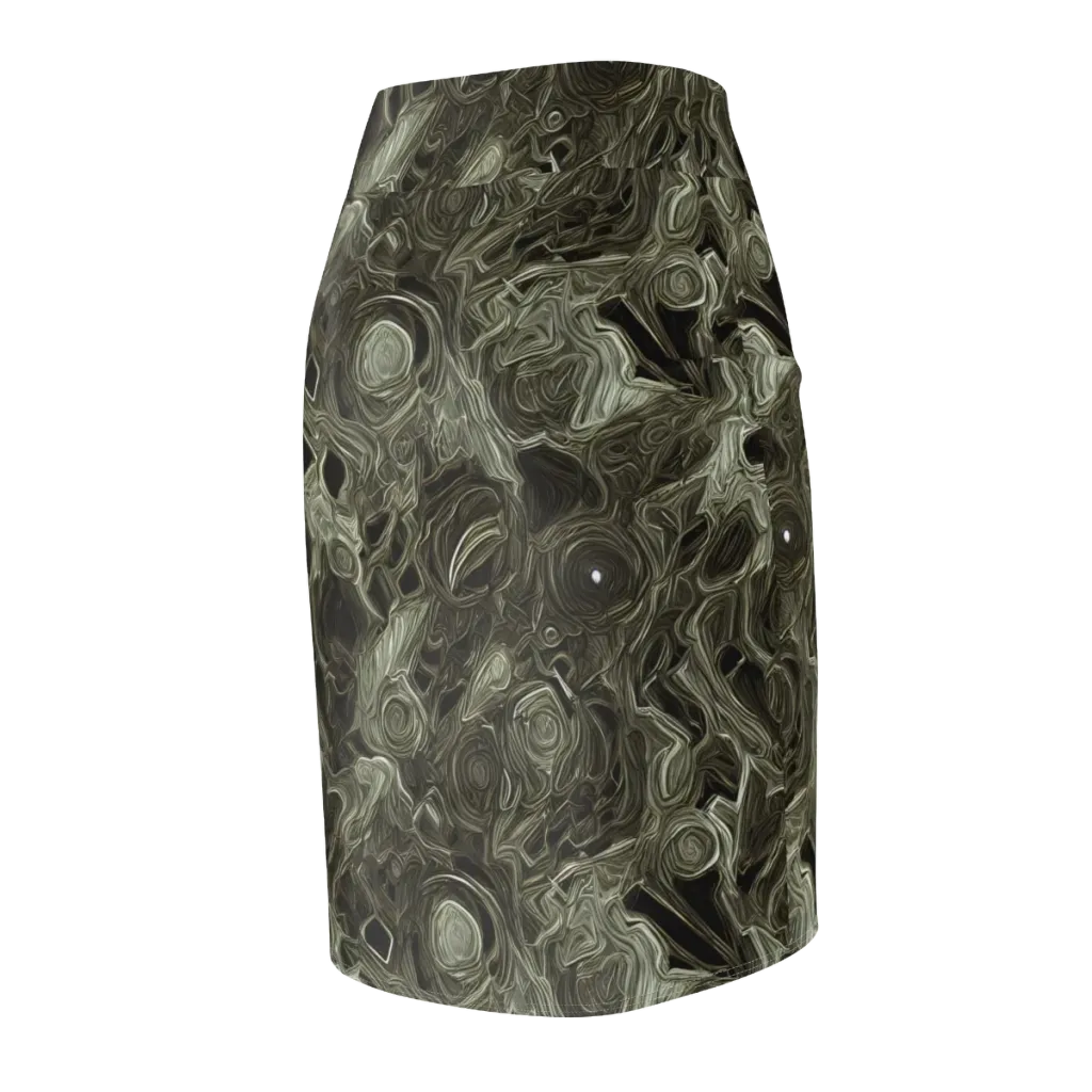Olive Vortex on Pencil Skirt — Back Side