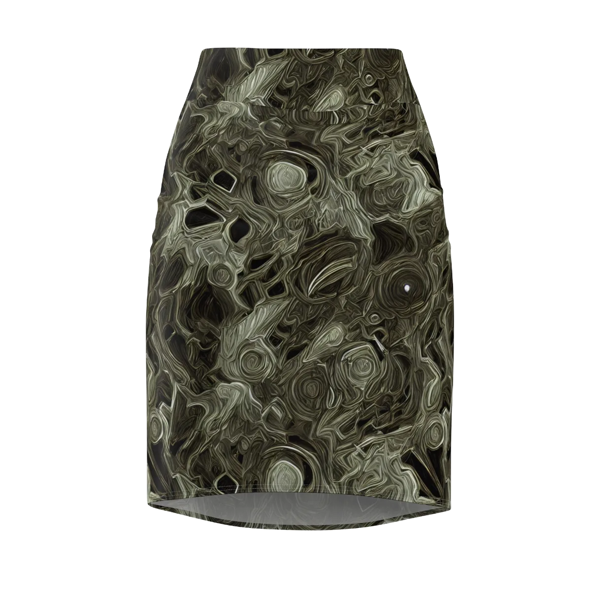 Olive Vortex on Pencil Skirt — Front