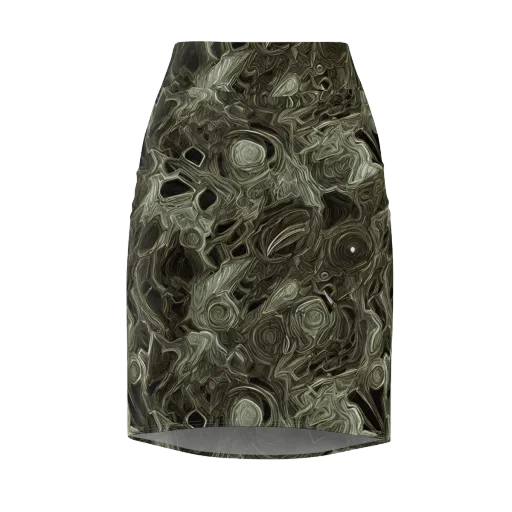 Olive Vortex on a Pencil Skirt