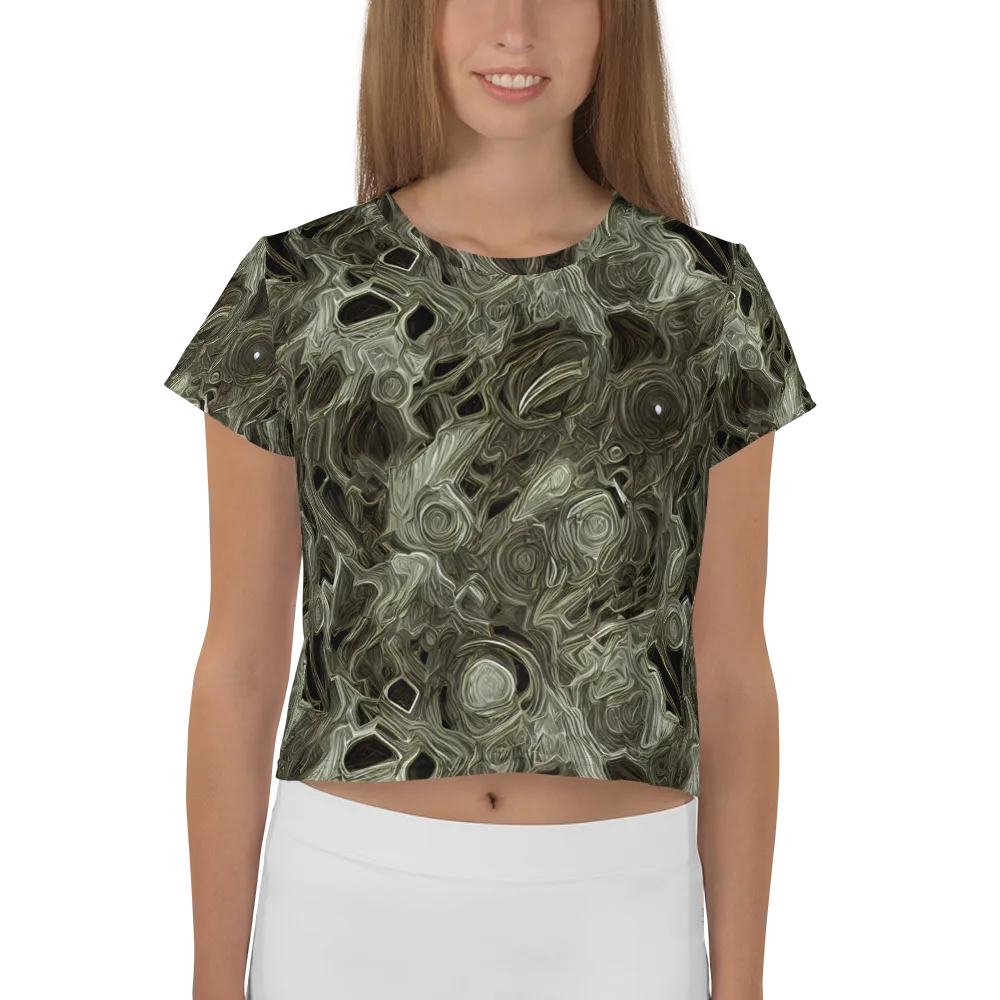 Olive Vortex on Crop Tee — Front