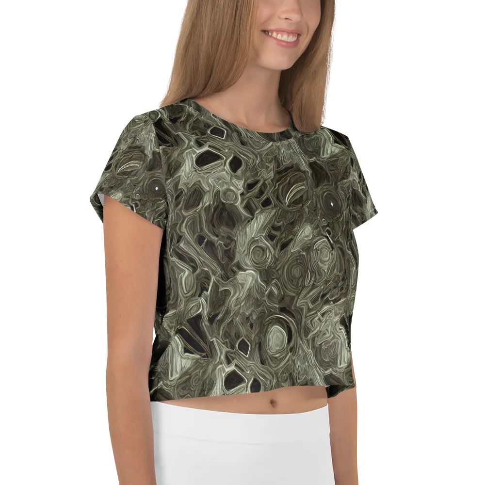Olive Vortex on Crop Tee — Right