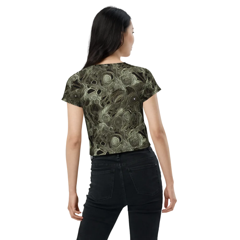 Olive Vortex on Crop Tee — Back