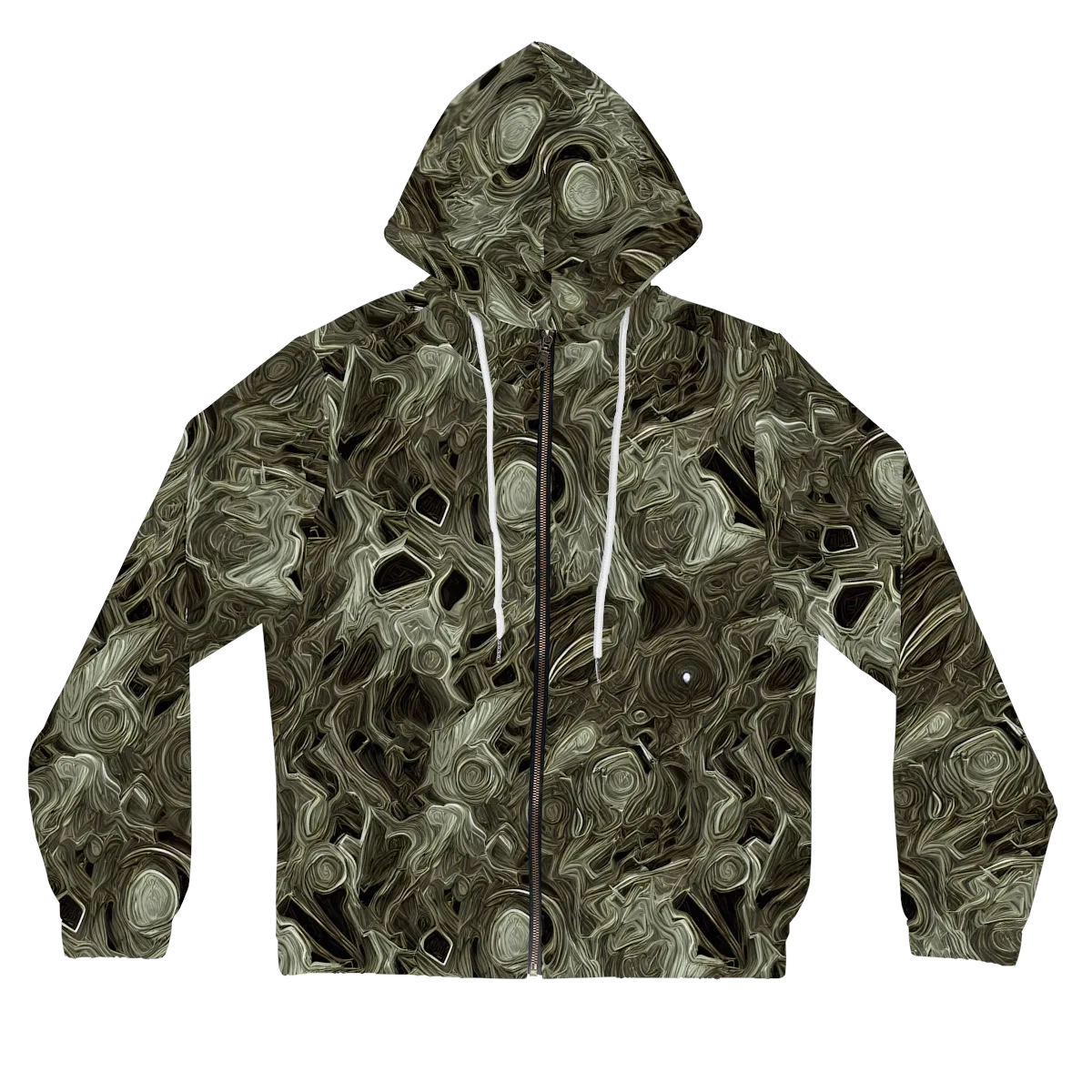 Olive Vortex on Women's Full-Zip Hoodie — Front