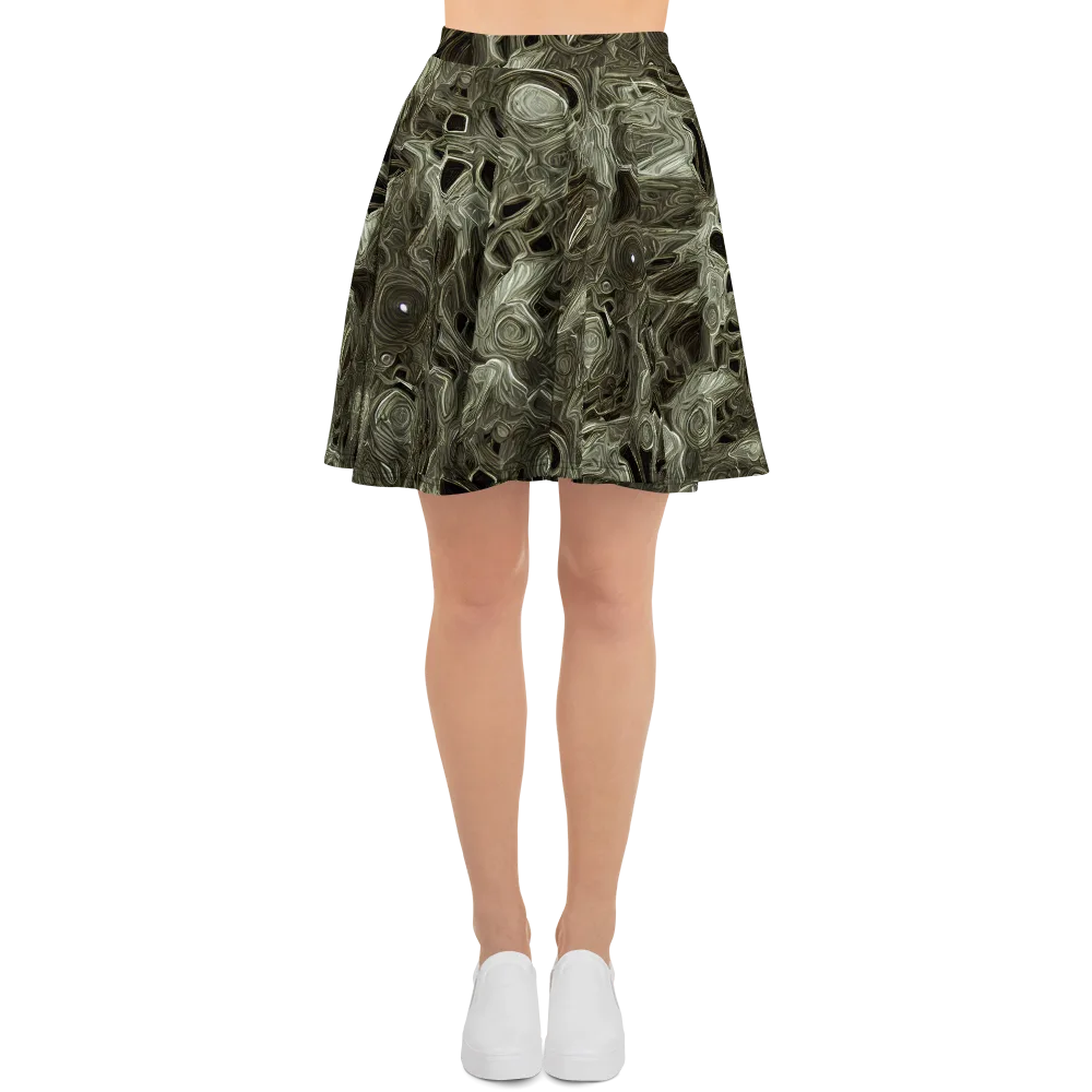 Olive Vortex on Skater Skirt — Front