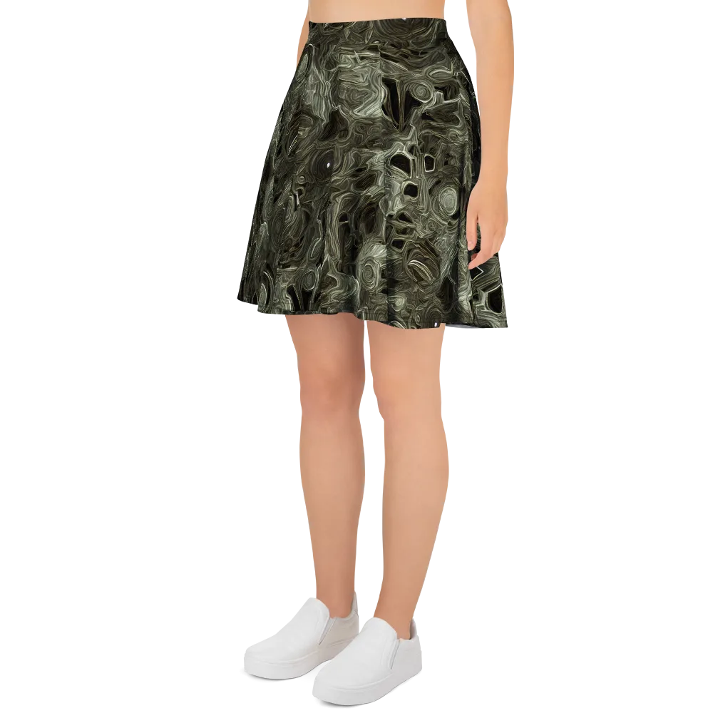 Olive Vortex on Skater Skirt — Left