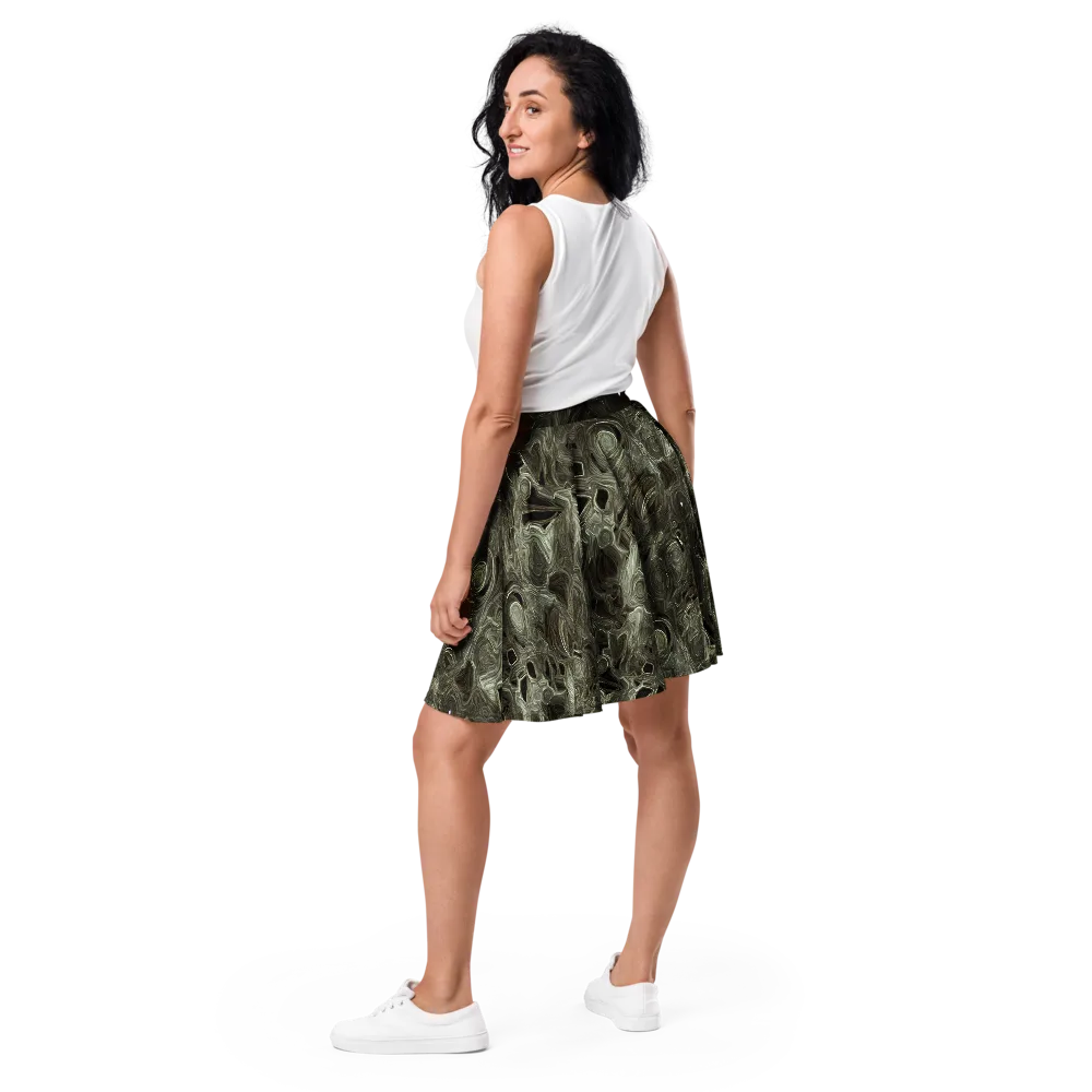 Olive Vortex on Skater Skirt — Back