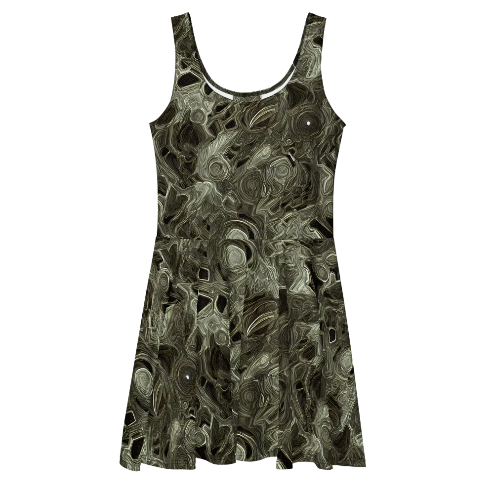 Olive Vortex on Skater Dress — Front