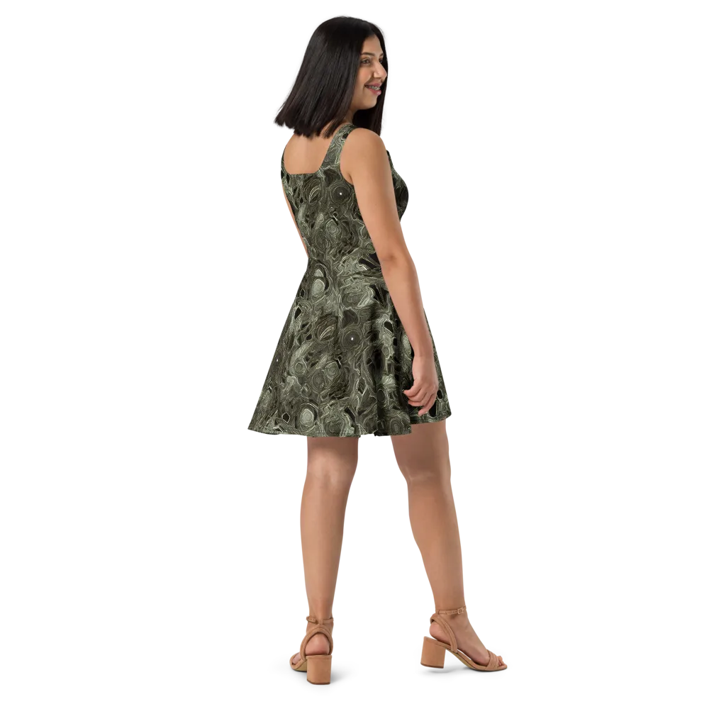 Olive Vortex on Skater Dress — Right