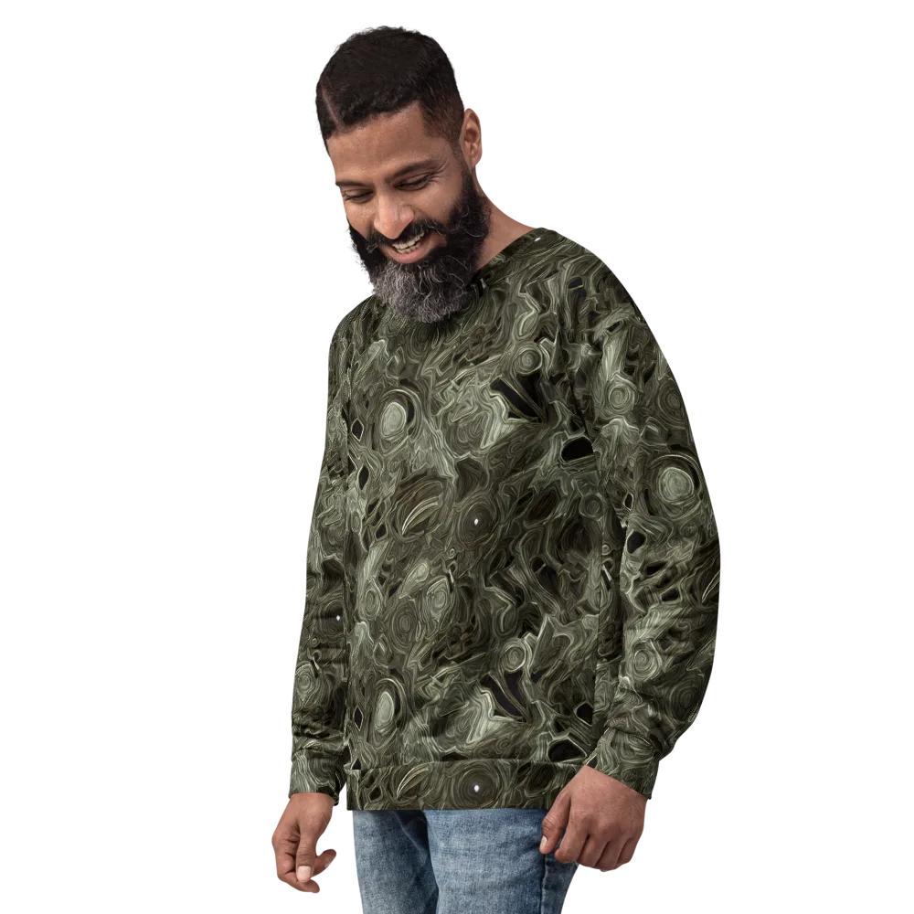 Olive Vortex on Sweatshirt — Left Front