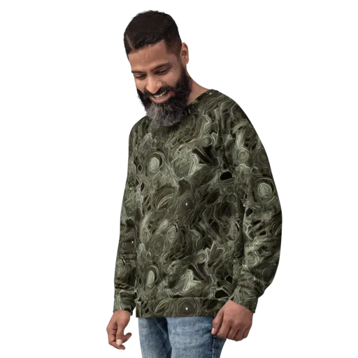 Olive Vortex on a Sweatshirt