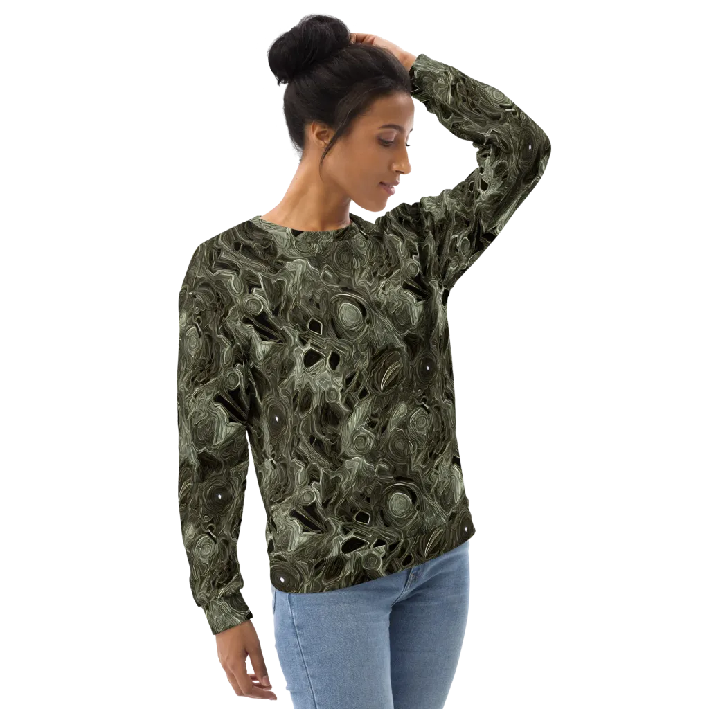 Olive Vortex on Sweatshirt — Right Front