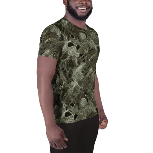 Olive Vortex on a Men's Athletic T-Shirt