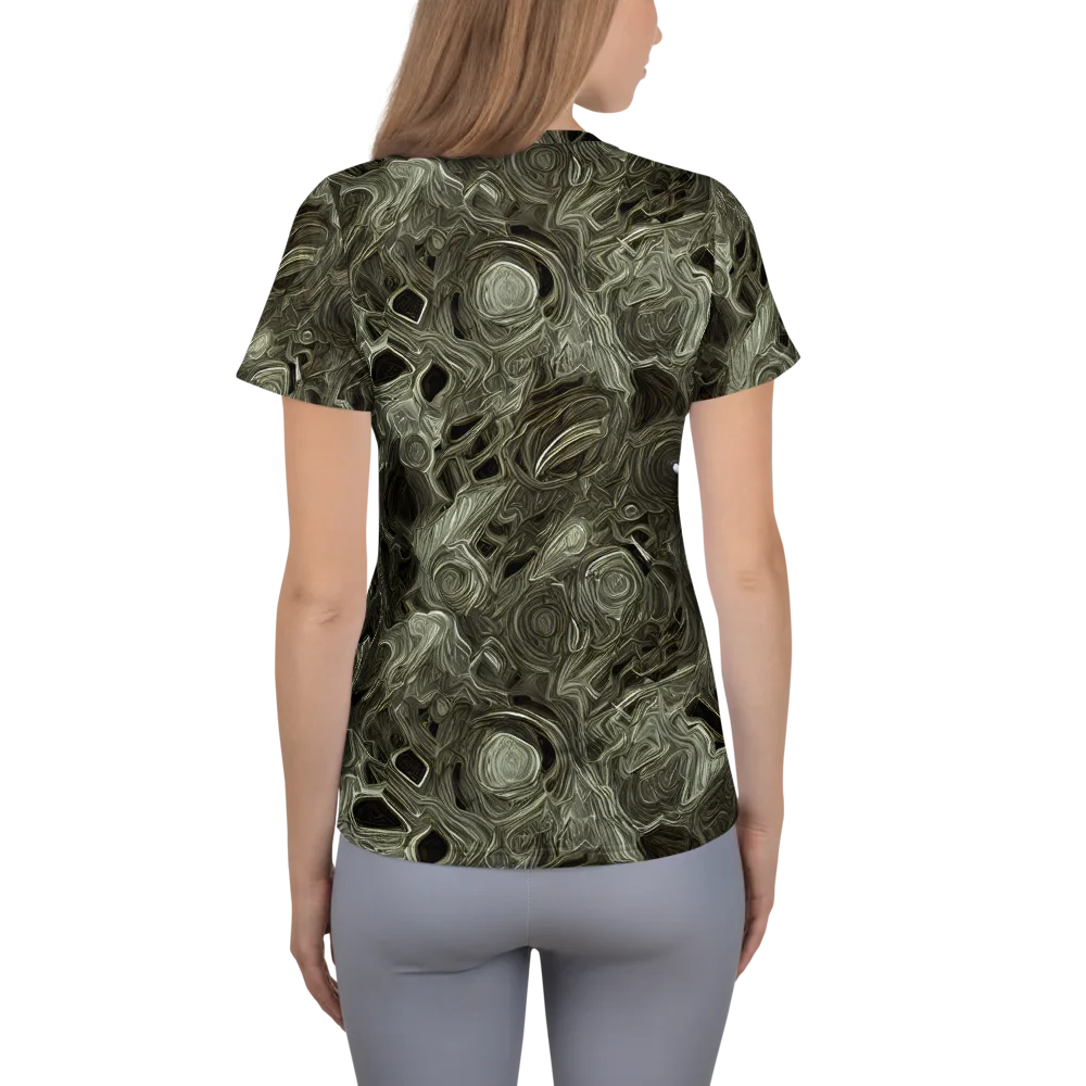 Olive Vortex on Women's Athletic T-Shirt — Back