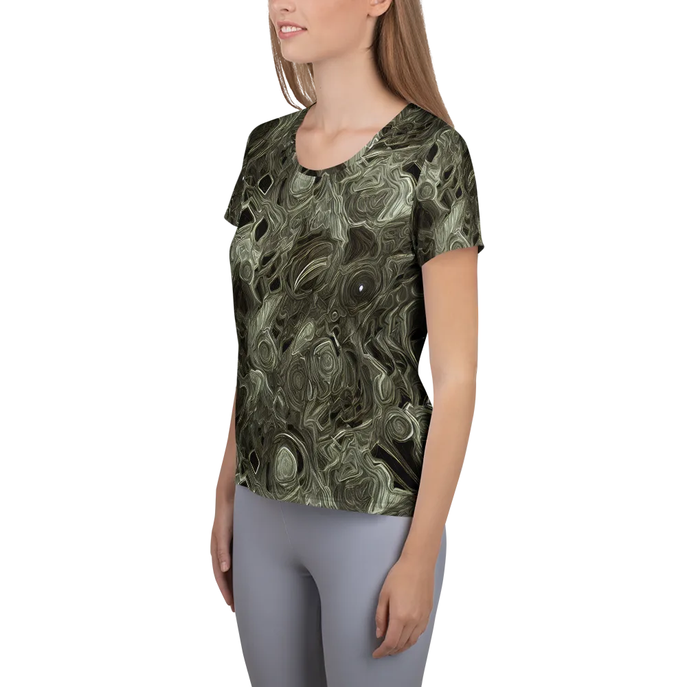Olive Vortex on Women's Athletic T-Shirt — Left