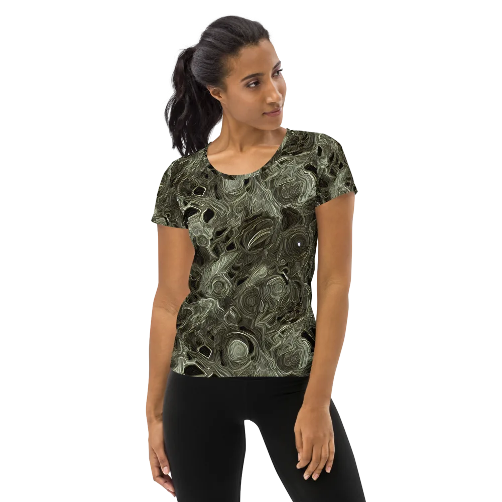 Olive Vortex on Women's Athletic T-Shirt — Front