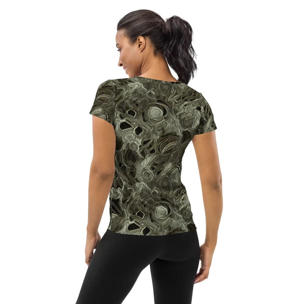Olive Vortex on Women's Athletic T-Shirt — Back