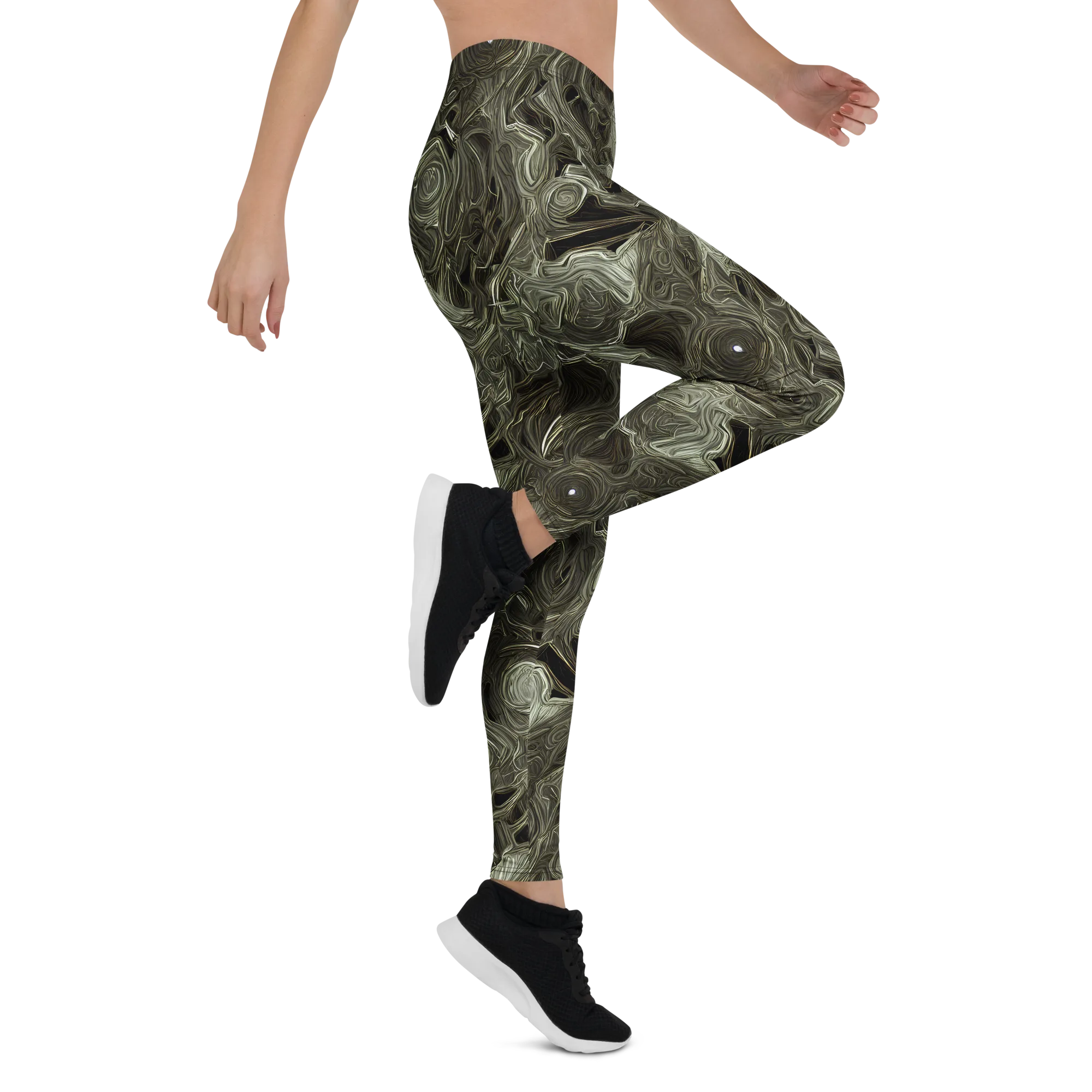 Olive Vortex on Leggings — Right