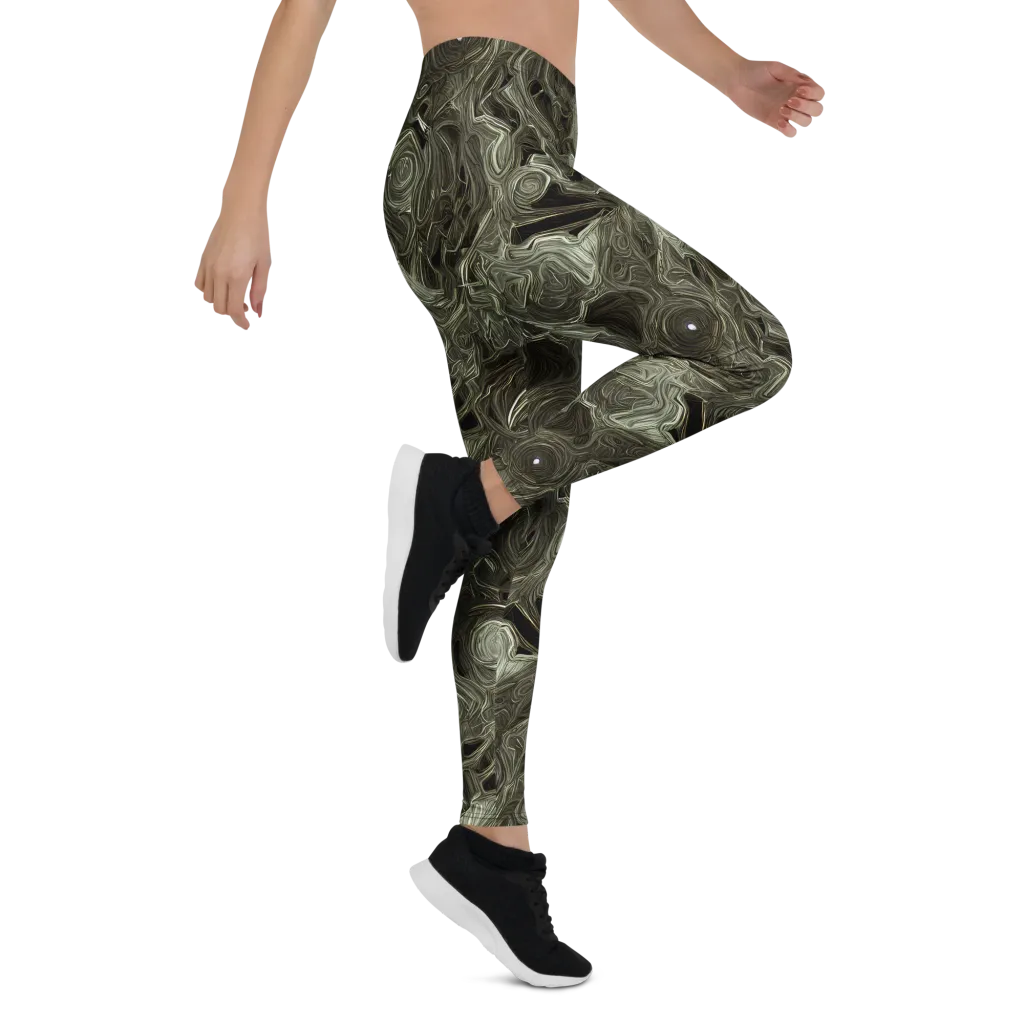 Olive Vortex on Leggings — Right