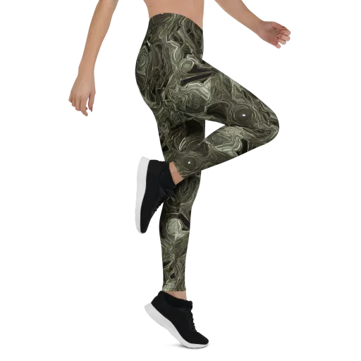 Olive Vortex on a Leggings