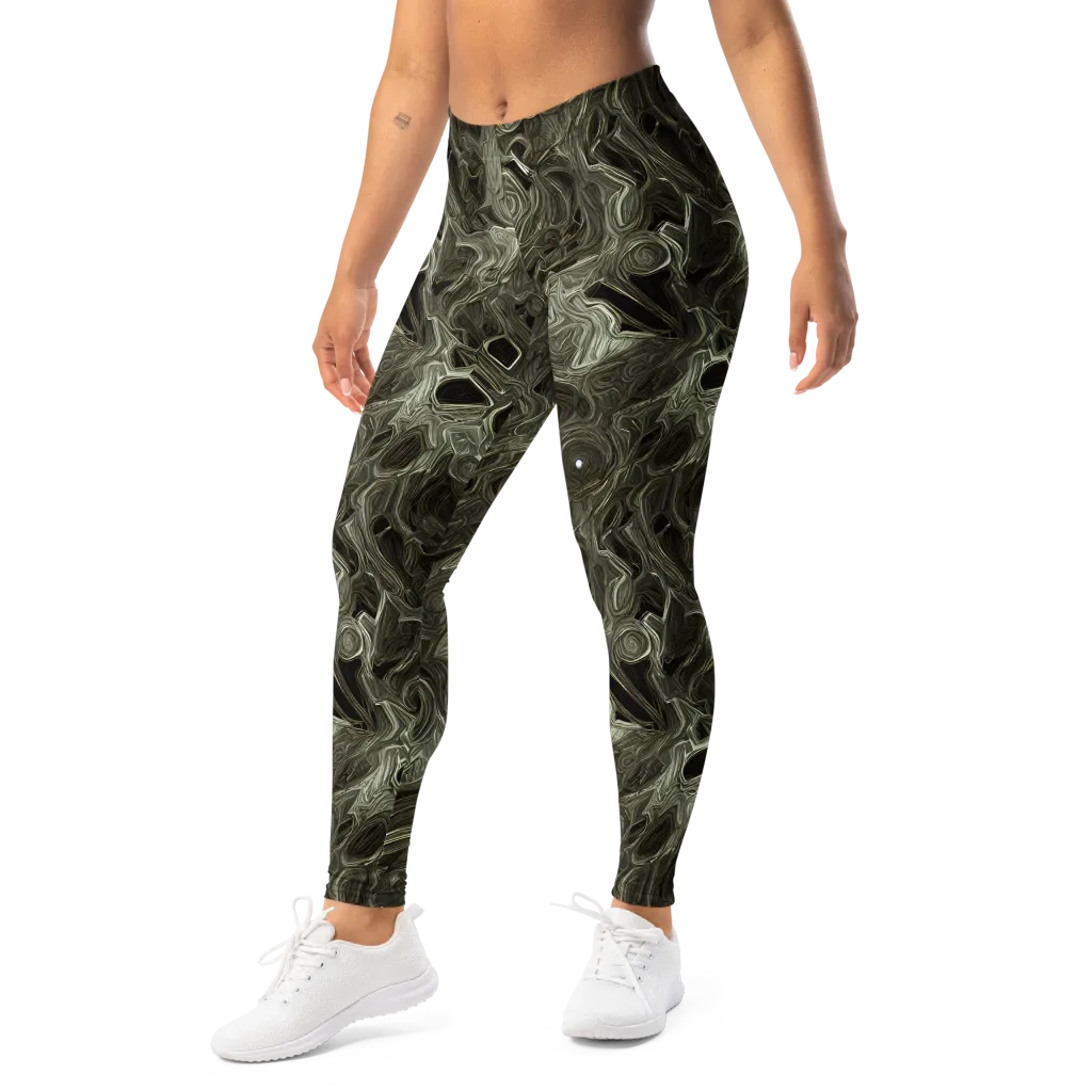Olive Vortex on Leggings — Left Front