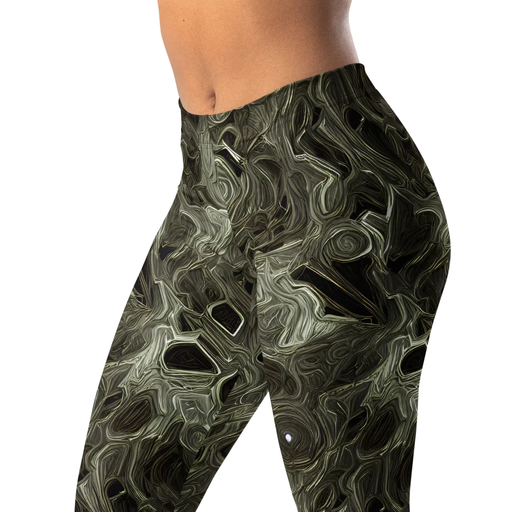 Olive Vortex on Leggings — Left Front