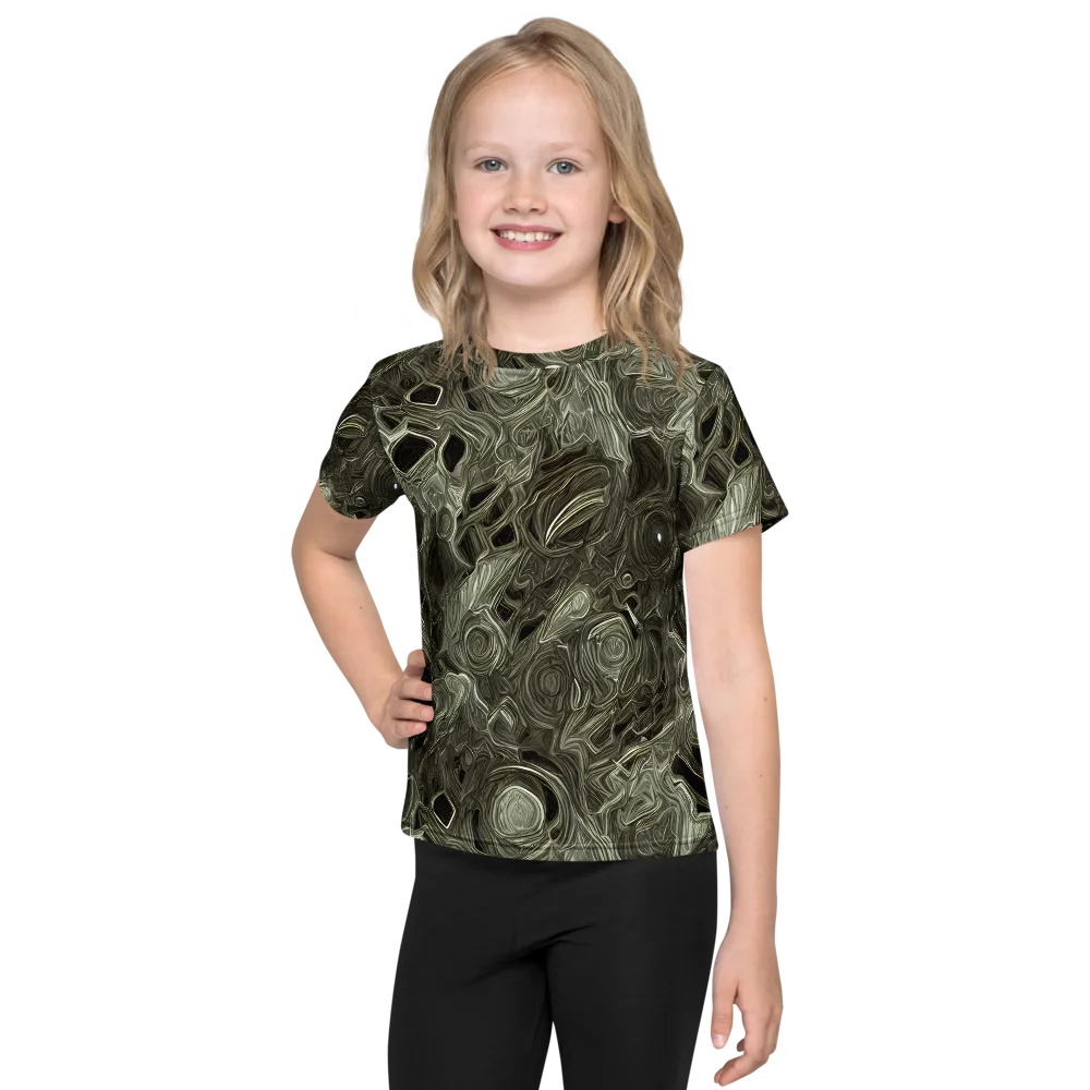 Olive Vortex on Kids Crew Neck T-Shirt — Front