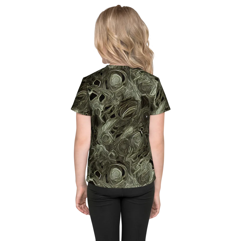 Olive Vortex on Kids Crew Neck T-Shirt — Back