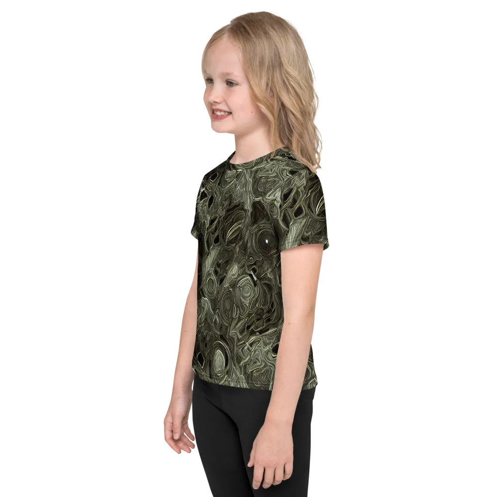Olive Vortex on Kids Crew Neck T-Shirt — Left