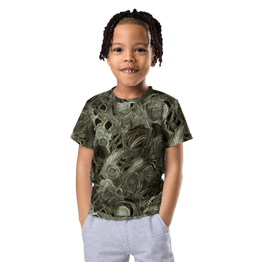 Olive Vortex on Kids Crew Neck T-Shirt — Front