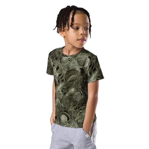 Olive Vortex on a Kids Crew Neck T-Shirt