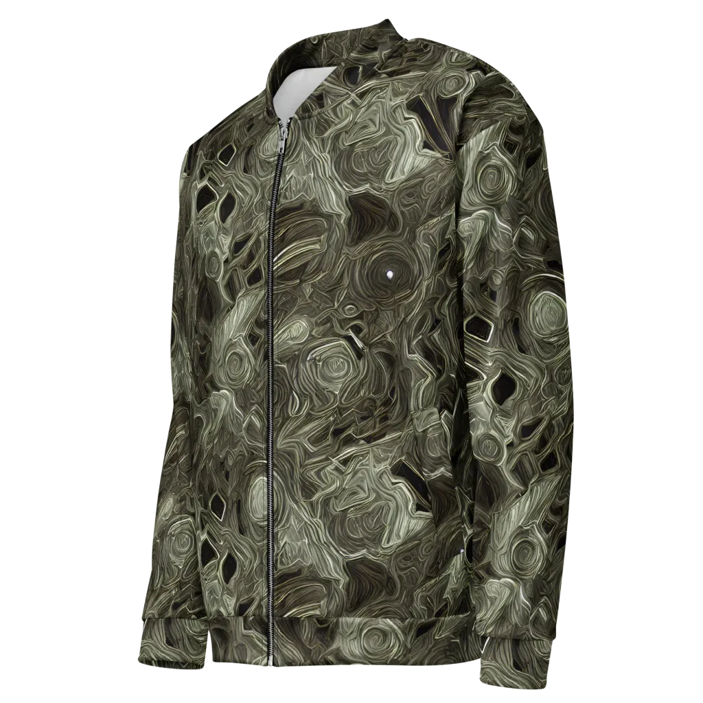 Olive Vortex on Bomber Jacket — Left Front